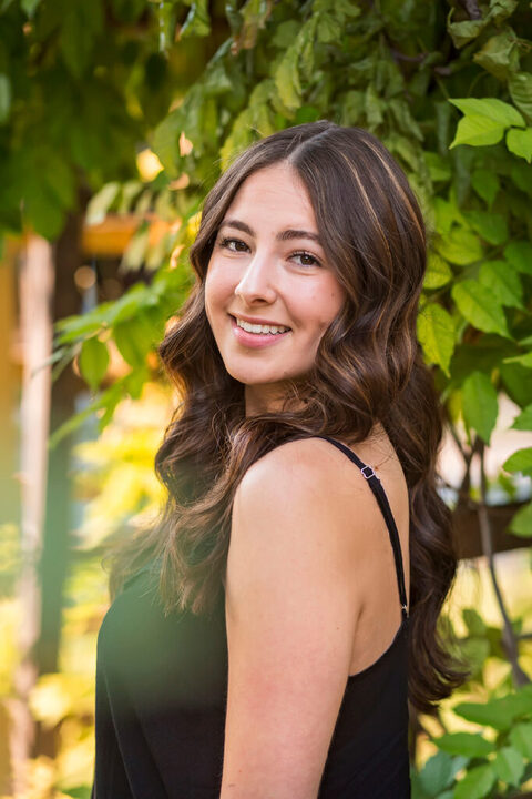 Plano Senior photos in a garden