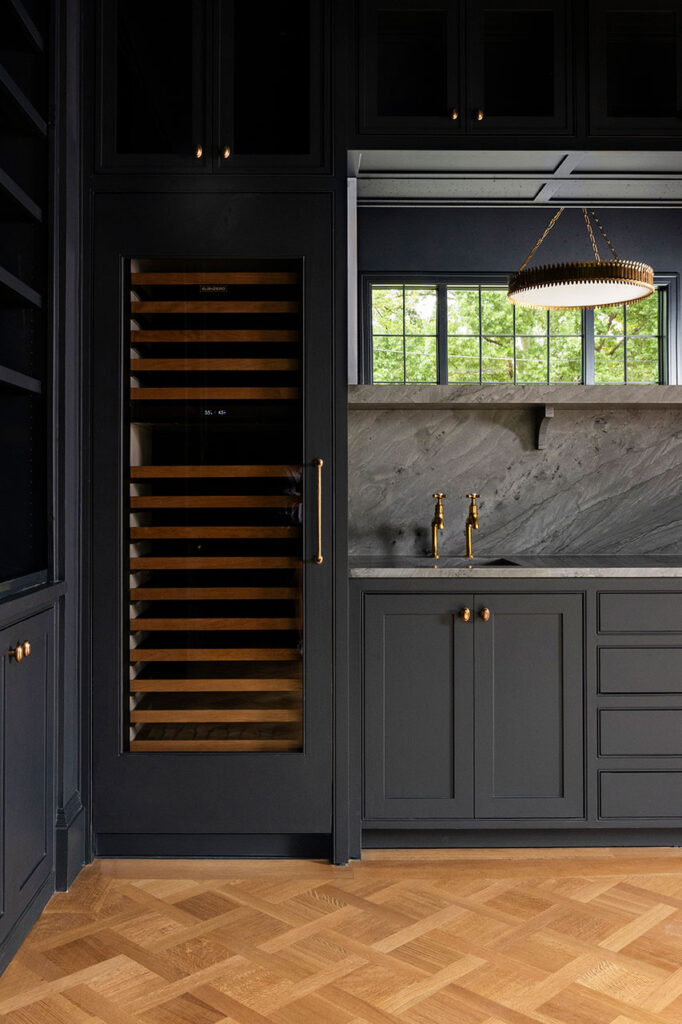 color washed room vignette showcasing the mirror and window reflection