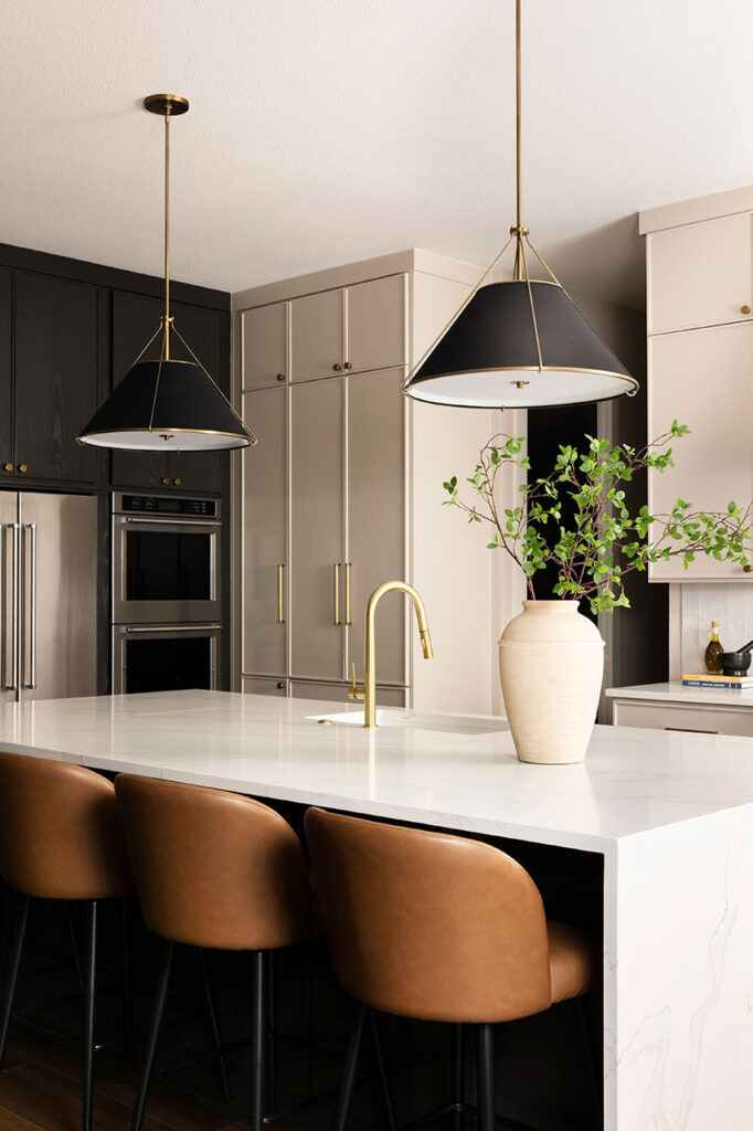gorgeous black and tan modern kitchen in dallas photographed for an interior designer