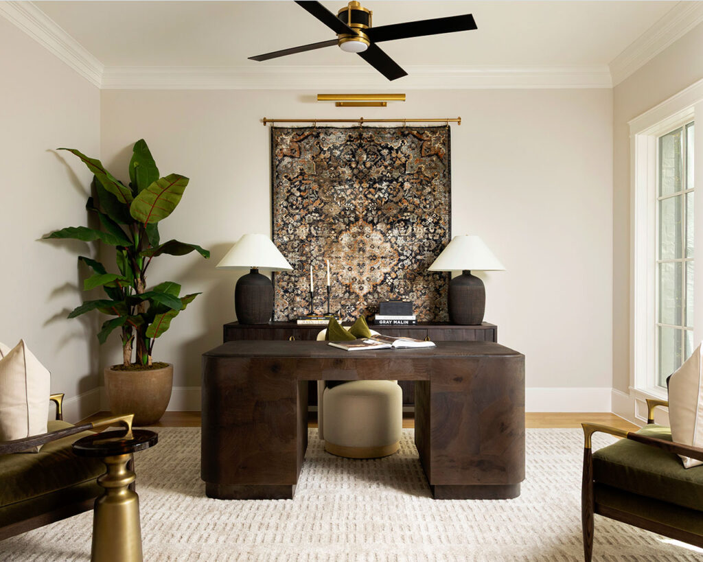 wide view of custom office including sitting area in dallas