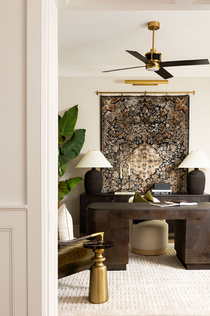 dallas luxury office with lots of texture and gold accents