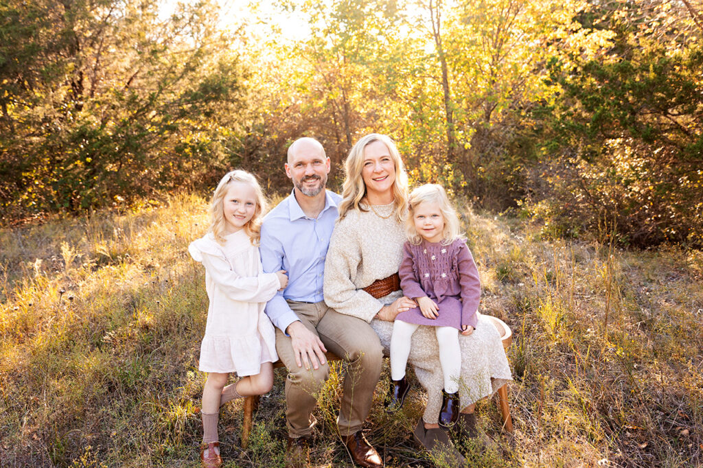Plano Family Photographer during golden hour in the fall