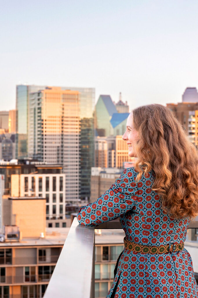 best branding photographer in dallas with the skyline view