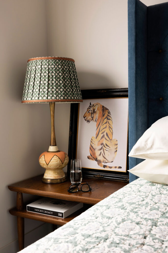 angled detail shot of bedroom