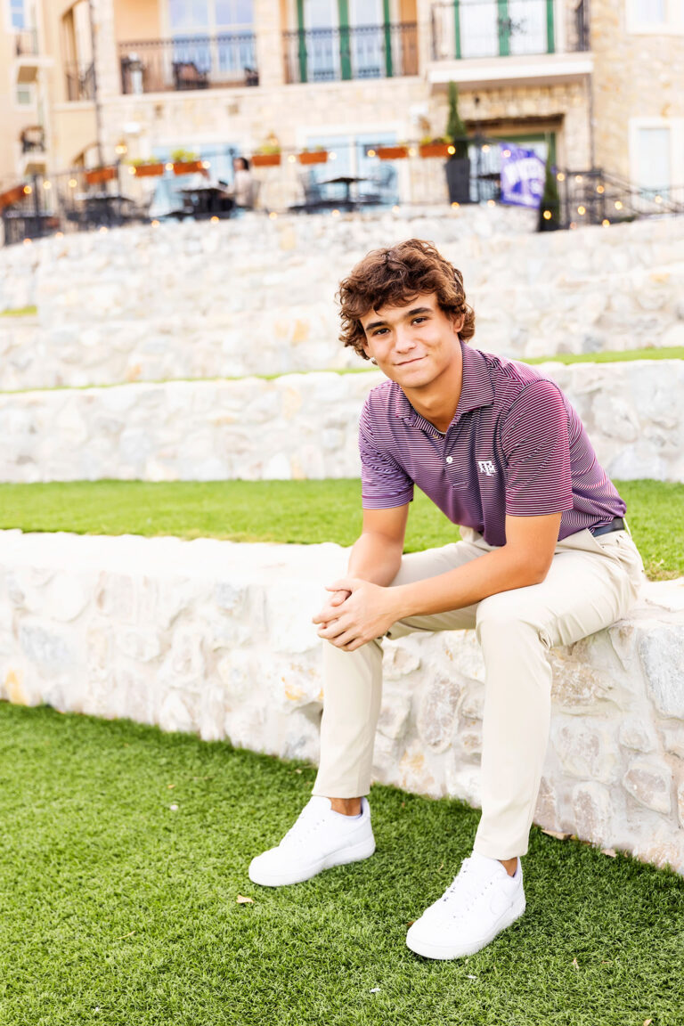 Senior guy sitting on a bench in mckinney