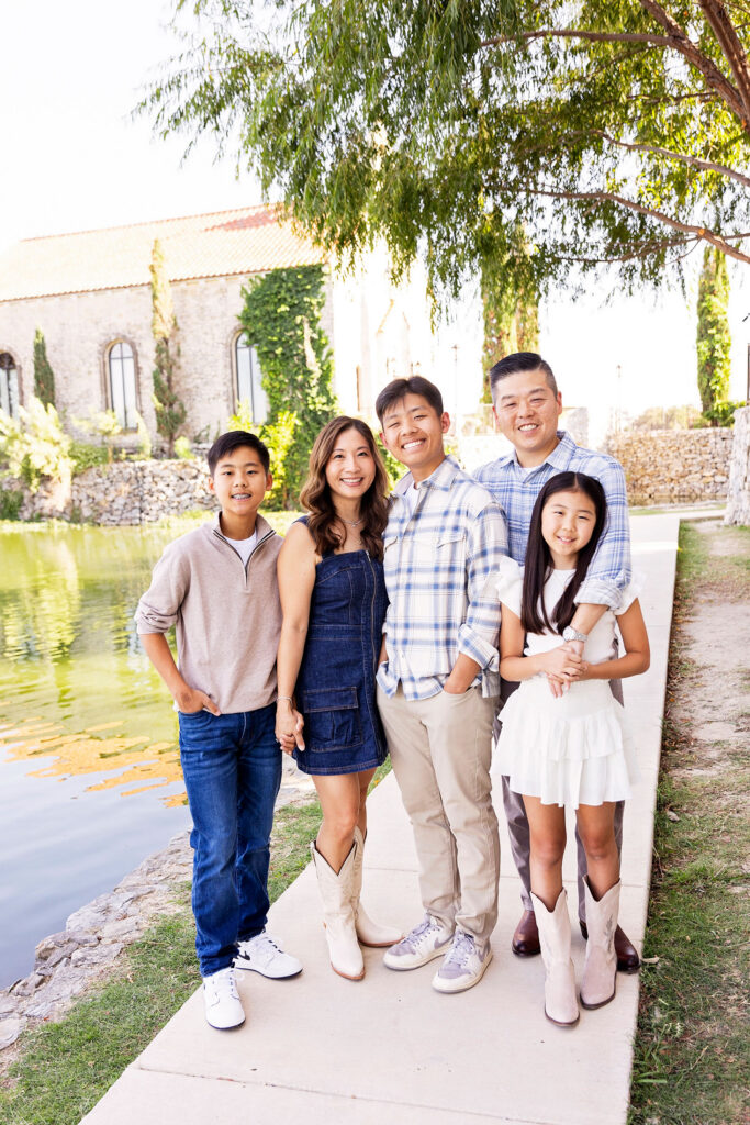 family of 5 during outdoor fall pictures